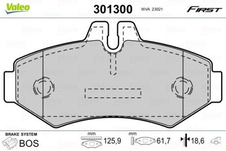 Тормозные колодки дисковые, комплект Valeo 301300