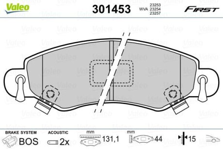 Тормозные колодки дисковые, комплект Valeo 301453