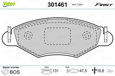 Тормозные колодки дисковые, комплект Valeo 301461