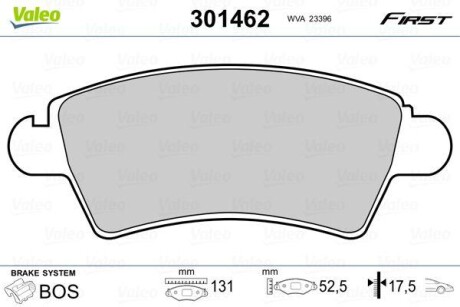 Тормозные колодки дисковые, комплект Valeo 301462