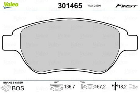 Тормозные колодки дисковые, комплект Valeo 301465