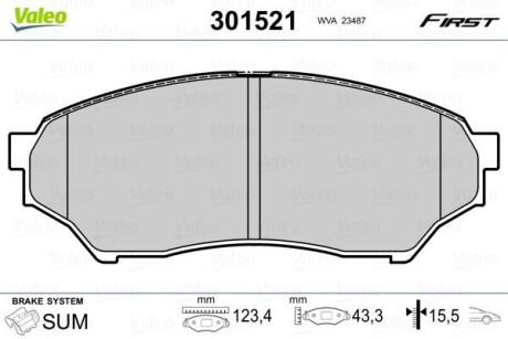 Тормозные колодки дисковые, комплект Valeo 301521