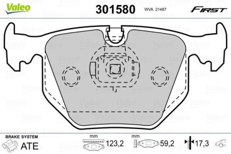 Тормозные колодки дисковые, комплект Valeo 301580