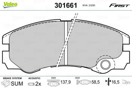 Тормозные колодки дисковые, комплект Valeo 301661