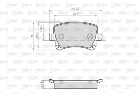 Тормозные колодки дисковые, комплект Valeo 872914