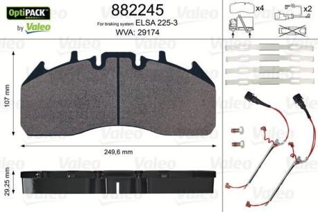 Тормозные колодки дисковые, комплект Valeo 882245
