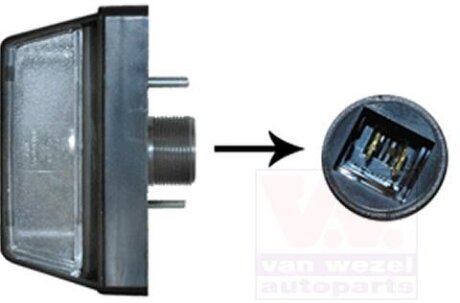 Фонарь подсветки номерного знака правый Van Wezel 1650940