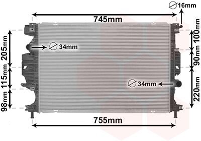 Радиатор охлаждения двигателя Van Wezel 18012714