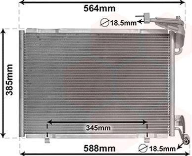 Радиатор кондиционера (Конденсатор) Van Wezel 18015711
