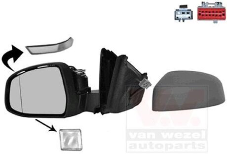 Зеркало наружное заднего вида левое Van Wezel 1882825