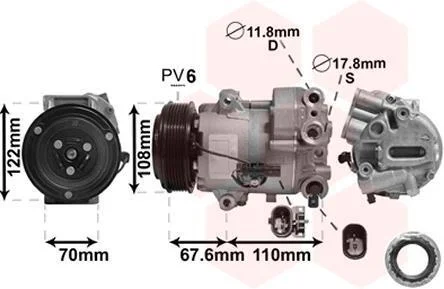 Компрессор кондиционера Van Wezel 3700K605 (фото 1)