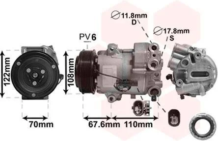 Компрессор кондиционера Van Wezel 3700K605