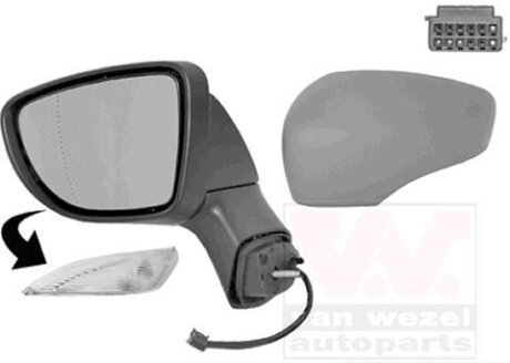 Зеркало наружное заднего вида левое Van Wezel 4386807