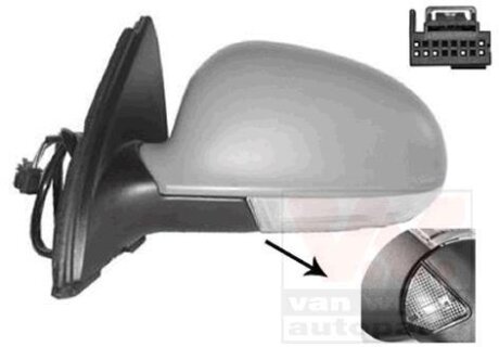 Зеркало наружное заднего вида правое Van Wezel 5886818