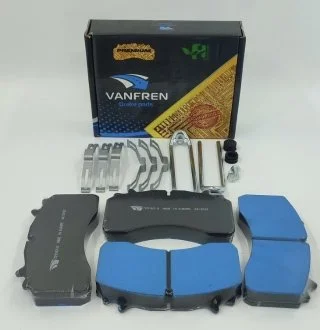 29162 Комплект гальмівних колодок з претирочним покриттям + повний РМК SAF VANFREN PREMIUM 729162-N