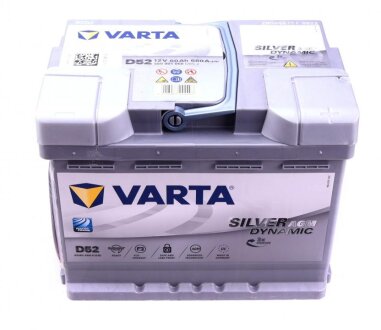 Аккумулятор Silver Dynamic AGM 12В 60Ач 680А(EN) R+ VARTA 560901068D852