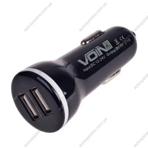 Зарядное автомобильное устройство прикуриватель 2-USB 12V-24V 5V 2,4A черный VITOL C-2023BK (фото 1)