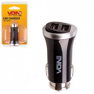Зарядное автомобильное устройство прикуриватель 2-USB 12V-24V 5V 2,4A черный VITOL C-2411BK