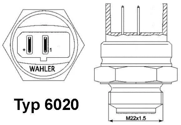 Датчик включения вентилятора WAHLER 6020.95D (фото 1)
