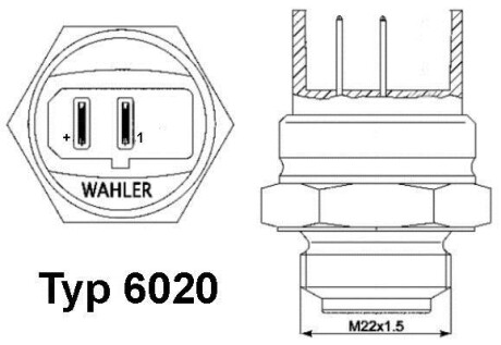 Датчик включения вентилятора WAHLER 6020.95D