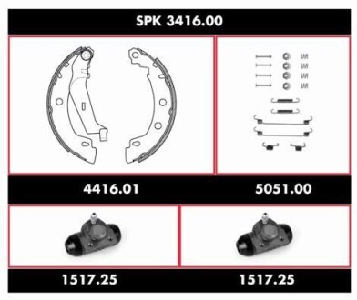 Колодки тормозные барабанные, комплект WOKING SPK 3416.00