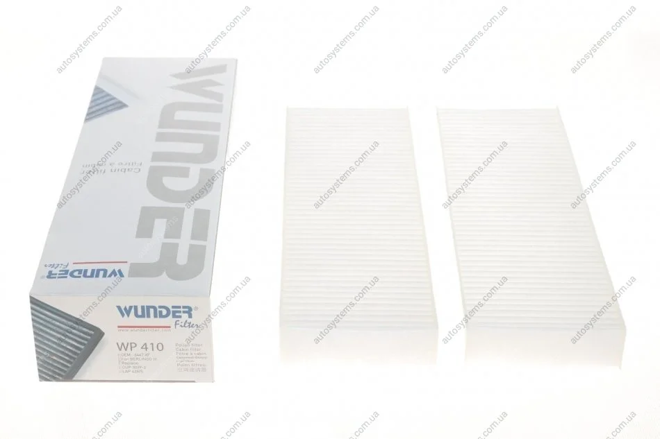 Фільтр салону Citroen Berlingo/Peugeot Partner 08- (к-кт 2 шт.) Wunder-filter WP 410 (фото 1)