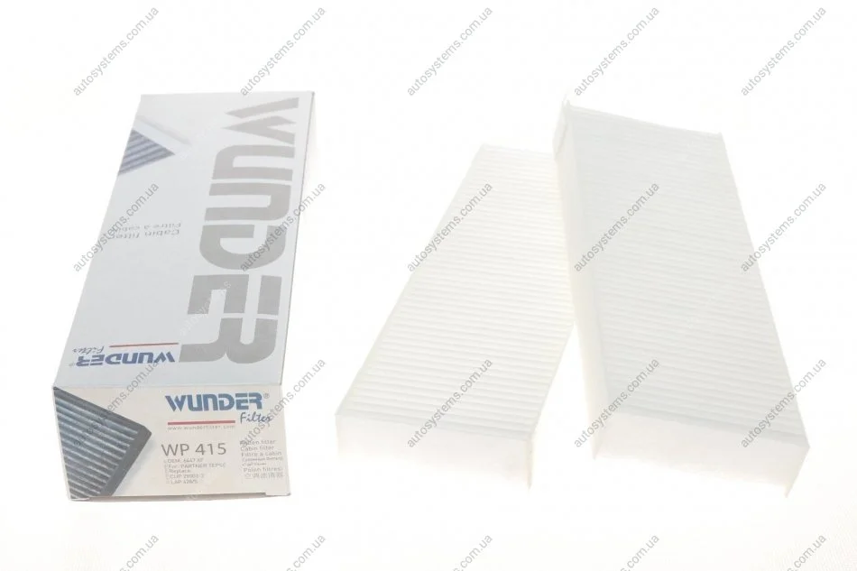 Фільтр салону Citroen Berlingo/Peugeot Partner 08- (к-кт 2шт.) Wunder-filter WP 415 (фото 1)