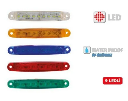 Фонарь габаритный LED 9 диодов красный 100x17x10 YÜCEPLAST YP-117R