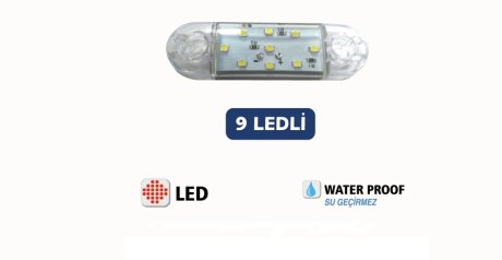 Ліхтар габаритний на кабіну універсальний на 9 LED діодів білий YÜCEPLAST YP-137W