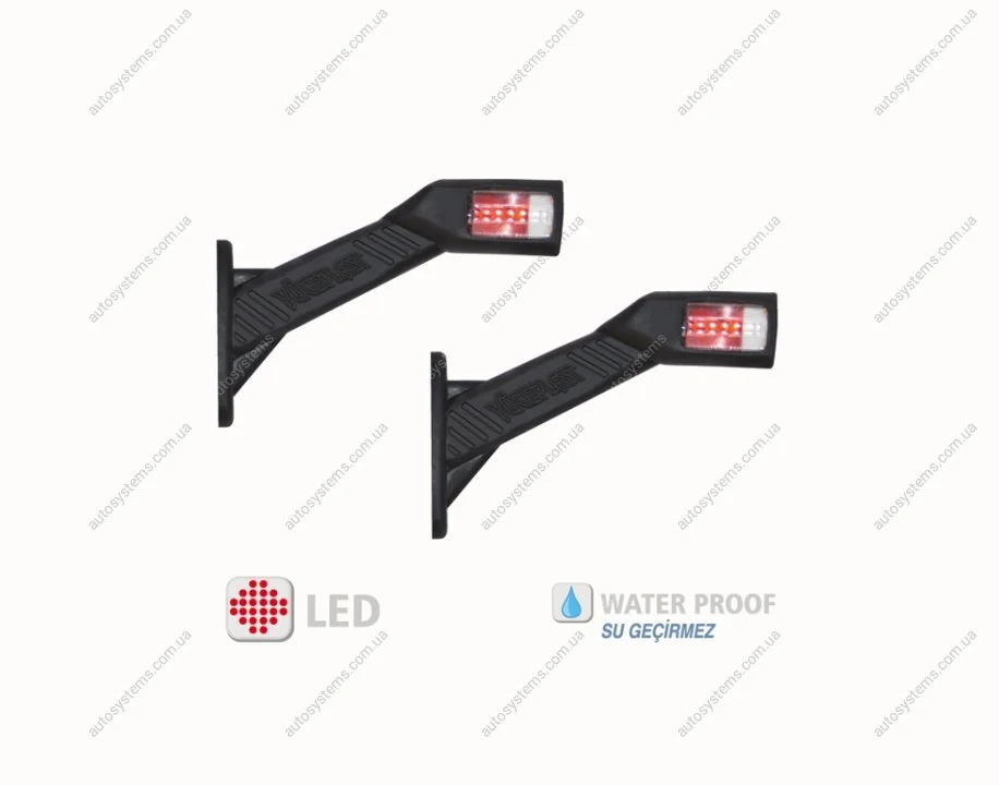 Фонарь габарит рог наклоненный длинный диод LED 12/24 левый L-180 YÜCEPLAST YP-144L (фото 1)