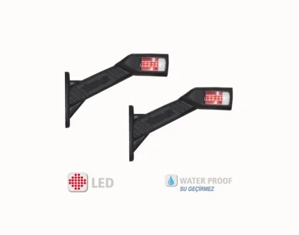 Фонарь габарит рог наклоненный длинный диод LED 12/24 правый L-180 YÜCEPLAST YP-144R