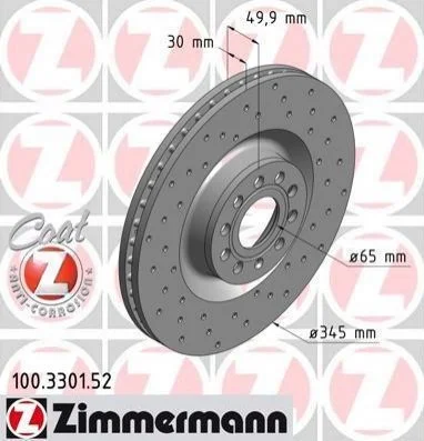 Диск тормозной SPORT Z ZIMMERMANN 100330152 (фото 1)