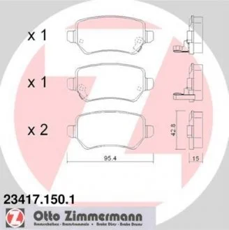 Колодки гальмівні (задні) Opel Astra G/Combo 01-/Kia Cee\'d 15- (Lucas-Girling) ZIMMERMANN 23417.150.1