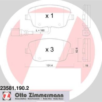 Колодки гальмівні дискові комплект ZIMMERMANN 235811902