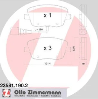 Колодки гальмівні дискові комплект ZIMMERMANN 235811902