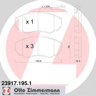 Колодки гальмівні (передні) Citroen Jumper/Fiat Ducato/Peugeot Boxer 94- R15 (з датчиком) (Brembo) ZIMMERMANN 23917.195.1 (фото 1)