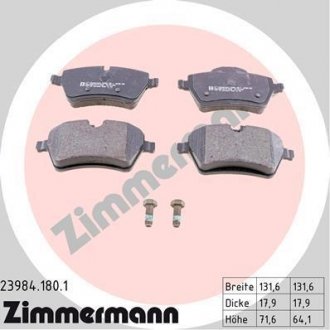 Колодки тормозные дисковые, к-кт ZIMMERMANN 239841801