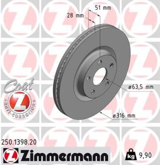Фото диск гальмівний Coat Z ZIMMERMANN 250139820 Диск гальмівний Coat Z ZIMMERMANN 250139820