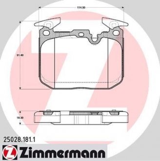 Колодки тормозные дисковые, к-кт ZIMMERMANN 250281811 (фото 1)