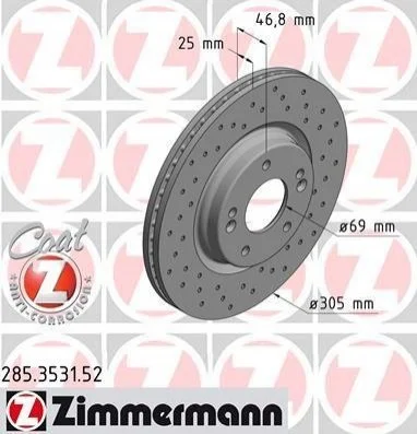 Диск гальмiвний SPORT Z ZIMMERMANN 285353152 (фото 1)