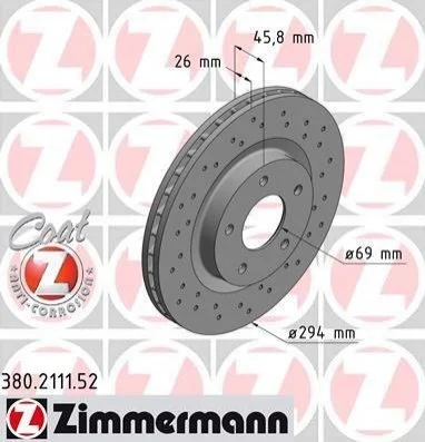 Диск тормозной SPORT Z ZIMMERMANN 380211152 (фото 1)