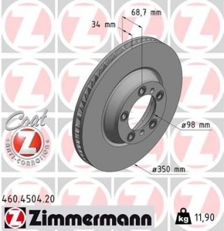 Диск гальмівний Coat Z лівий ZIMMERMANN 460450420