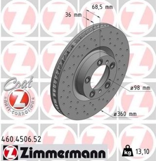 Диск тормозной SPORT Z левый ZIMMERMANN 460450652 (фото 1)