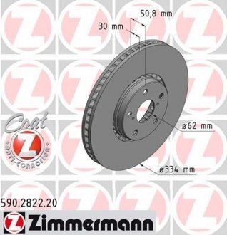 Диск гальмівний Coat Z лівий ZIMMERMANN 590282220