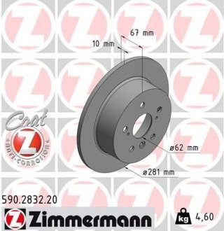 Диск тормозной Coat Z ZIMMERMANN 590283220